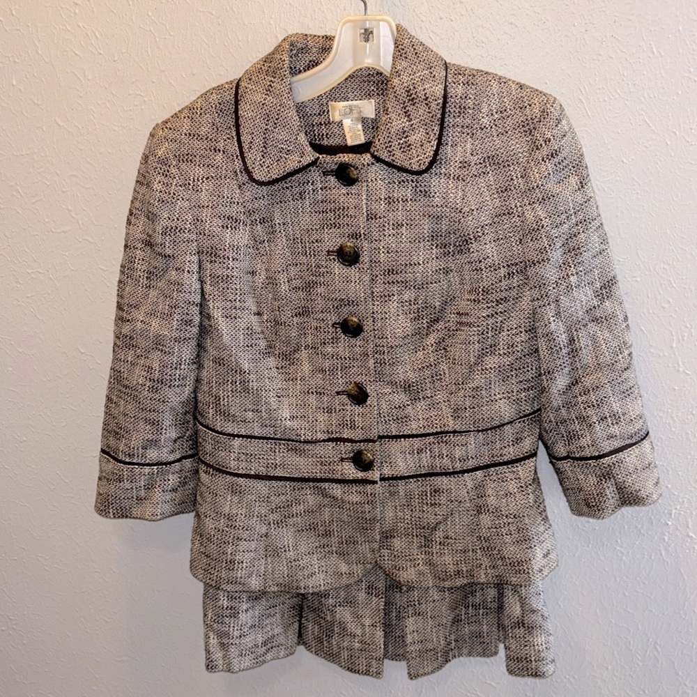 Ann Taylor Loft Jacket Skirt Suit Black Business Women’s Size 6 Jacket 4 Skirt